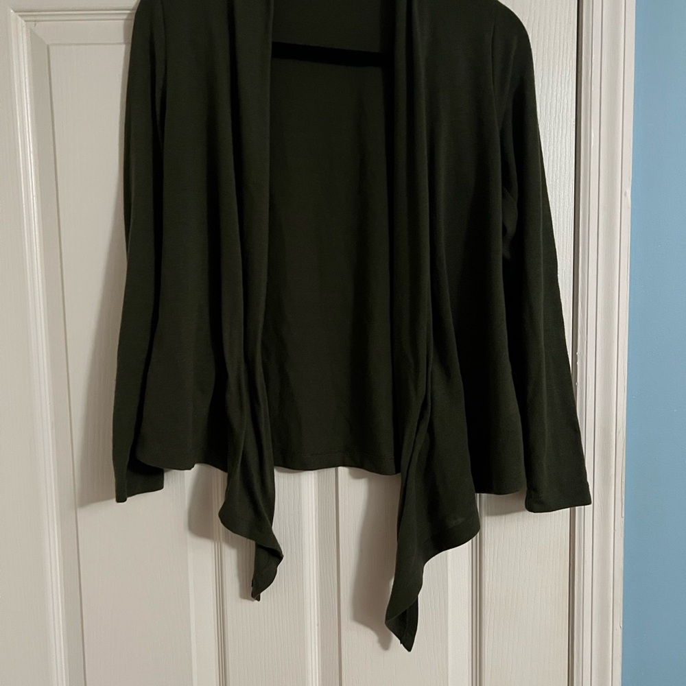 Ambiance dark olive green open front cardigan - Picture 3 of 4